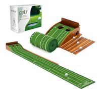 Putting Green Indoor Outdoor Mat: Golf Putting Mat with Durable Solid Wooden Base & Auto Ball Return, Luxurious Velvet Surface with Lay-Flat Technology - Christmas Ideal Gifts for Men/Dad (Standard)