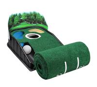 Putting Green Indoor, Putting Green Matte - Tragbare Golfzubehörmatte,Luxuriöse Samtmatte mit Massivholzbasis und automatischer Ballrückführung, Golfzubehör für den Innen- und Außenbereich für zu Haus