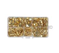 Puttussy 500Pcs U Shape Copper Ring Terminals Crimp Kit Non-Insulated Assortment Cable Wire Spade Electric Butt Connector 454TABC