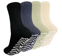 PUTUO ABS Non-Slip Socks for Men: Stopper Socks Men Non-Slip Socks with Nubs Men's Cotton Sport Studded Socks 4 Pairs, Multi-coloured, 43-46