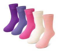 PUTUO Boys Girls School Socks: Soft Viscose from Bamboo - Seamless Breathable Kids Crew Socks for Children Aged 8-11 Years Everyday Colourful 5 Pairs