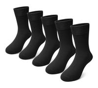 PUTUO Boys Girls School Socks: Soft Viscose from Bamboo - Seamless & Breathable - Kids Crew Socks for Children Aged 8-11 Years Everyday Black 5 Pairs