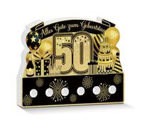 Putuo Decor Anniversary Stand 50 Years - Elegant Black Gold Birthday Decoration with Plug-In Function and Festive Symbolism