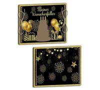 Putuo Decor Black Gold Folding Card Set - 2 Elements with Stars, Gifts, Balloons and the Wording "Little Wish Fulfiller"