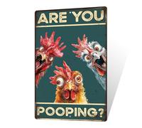 Putuo Decor Chicken Are You Pooping Wall Decor Sign for Bathroom Wall Decor Funny Metal Tin Sign Funny Signs With Saying For Bathroom Toilet 8 X 12 Inches