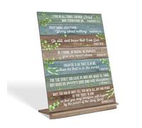 Putuo Decor Christian Inspirational Verses Collection Plaque Uplifting Desk Decor Inspirational Tabletop Sign 11.4x8.6 Inches