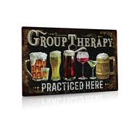 Putuo Decor Funny Group Therapy Metal Sign, Vintage Man Cave Bar Decor, 12x8 Inches Aluminum