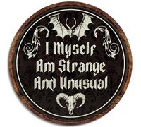 Putuo Decor Gothic Bedroom Wall Decor - I Myself Am Strange And Unusual Plaque - Antique Academia Creepy Bat Wall Art Prints Scary Picture Witch Decoration
