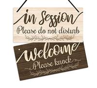 Putuo Decor in Session Sign for Therapists, Do Not Disturb Door Sign for Home Office, Clinic, 10x5 Inches PVC Double Sided Reversible Hanger Plaque