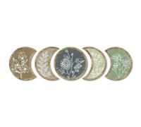 Putuo Decor Moon Phase Botanical Wall Art Set of 5, Crescent Wood Floral Panels for Bedroom Nursery Meditation Room