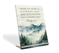 Putuo Decor Psalm 61:2 Inspirational Scripture Decor Bible Verse Desk Stand Plaque Inspirational Tabletop Sign 11.4x8.6 Inches