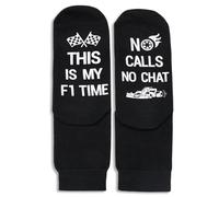 PUTUO Funny Gift Socks for Men: No Calls No Chat This Is My F1 Time - Non-slip Cotton Novelty Socks Birthday Present Chiristmas Gifts 1 Pair 6-11