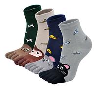 PUTUO Kids Toe Socks Girls: Boys Cotton Five Finger Socks with Cute Animal Pattern for Children Aged 3-7 Years 4 Pairs