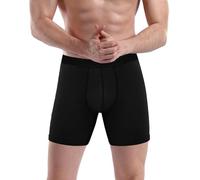 PUTUO Long Bamboo Boxers for Men: Mens Anti Chafing Bamboo Boxer Briefs with 3D Pouch - Tagless & Moisture-Wicking Underwear Trunks for Men 1 Pack Black, 3XL