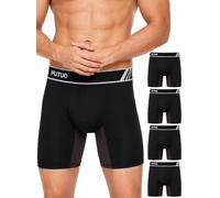 PUTUO Men's Bamboo Boxer Shorts: Mens Anti Chafing Bamboo Boxer Briefs with 3D Pouch - Tagless & Moisture-Wicking Underwear Trunks for Men 4 Pack Black XL