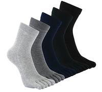 PUTUO Mens Five Toe Finger Socks: Cotton 5 Toe Socks for Men Sports Running Crew Socks with Toe size 12-14 Multicolour 5 Pairs