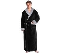 PUTUO Men's Fleece Dressing Gown: Winter Full Length Warm Soft Robe for Men - Fluffy Cozy Long Dressing Gown Christmas Gifts for Father Husband Friend