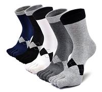 PUTUO Mens Toe Socks Running Five Finger Socks Mini Crew Sport Cotton Socks, 3/4/5 Pairs