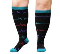 PUTUO Plus Size Compression Sock For Men: Women Graduated Compression Stockings for Support Flight Travel Running Pregnancy Sports Edema Nurses Seniors Athletic Socks 20-30 mmHg Black 2XL 1Pairs
