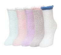 PUTUO Women Fluffy Bed Socks: Fleece Fuzzy Thick Winter Socks - Soft Cozy and Thermal for Ladies Perfect as Christmas or Birthday Gifts Mixed Colors 5 Pairs
