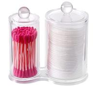 PuTwo Makeup Organizer Cotton Pads Holder Swab Jar Divider with 2 Sections, Bathroom Canisters, Qtip Holder, Bathroom Jars for Cotton Balls, Cotton Swabs, Q-Tips, Cotton Rounds