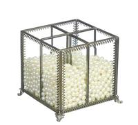 PuTwo Makeup Organizer Vintage 4 Sections Makeup Brushes Holder Make Up Storage with Free White Pearls