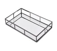 PuTwo Mirror, Smoky Black, Metal, Jewelry, Decorative, Glass, Perfume Organizer, Vanity Trays for Bathroom, Counter, 1272 inch