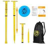 PUULIVEE Super Stable Outdoor Flying Disc Game Set, Portable Fun Bottle Drop Yard Game for Family, Adult & Kids with Adjustable Heavy Duty Steel Pole, Durable Bag - Easy Set Up