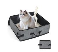 Puummpru Foldable Cat Litter Tray - Leak-Proof Portable Litter Box with Lid, Collapsible Travel Litter Pan for Small/Medium Cats, Ideal for Car & Home Use