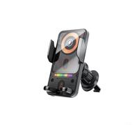 Puupaa 15W Wireless Car Charger and Phone Holder with Automatic Clamping Induction, One-Button Opening and Closing, Fast Charging for Smartphones, Type-C Input(Black 2)
