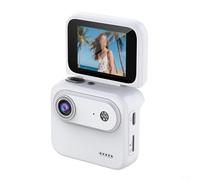 Puupaa 4K Action Camera with 360° View, Image Stabilization, 2.0-Inch Flip-Up Screen, Fast Charging, 800mAh Battery, Supports 128GB TF Card, for Cycling and Outdoor Sports(White)