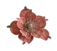 Puupaa Christmas Artificial Magnolia Flower, 24 x 17cm, Festive Ornament for Tree, Wreath, or Table Centerpiece Decoration for Home, Office or Holiday Displays(Pink)