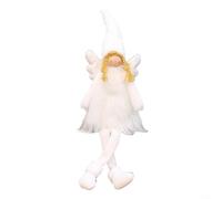 Puupaa Festive Christmas Angel Doll in White and Pink Plush with Adjustable Legs or Sitting Pose for Holiday and Party Decor(sitting white)