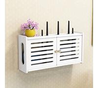 Puupaa Plastic Storage Box for WiFi Router, Wall-Mounted Shelf C-Simple L size, Waterproof, Heat Dissipation, Practical Storage, White