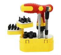 Puupaa Ratcheting Screwdriver with T-Type Multi Bits and Extension Rod, Bi-Directional Fast Ratchet Design for Efficient Disassembly, 105x110mm