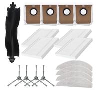 Puupaa Replacement Accessories Kit for G50 / L60 for HYBRID, for L60 for HYBRID SE Robot Vacuum Cleaner Parts, 1 Main Brush, 4 Side Brush, 4 Filter, 4 Mop Cloth, 4 Dust Bags