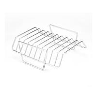 Puupaa Stainless Steel BBQ Rib Rack Grill Stand Heavy Duty Non-Stick Barbecue Holder for Lamb Chops Meat Cooking with Space Saving Design 24.5x18.5x9cm(Silver)