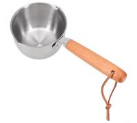 Puupaa Stainless Steel Saucepan with Wooden Handle, Small Milk Pot for Induction, Gas and Electric Stoves, Butter Melting Pan for Coffee, Gravy, Chocolate(150ml)