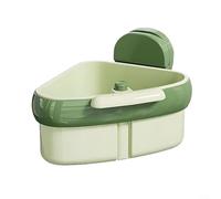 Puupaa Suction Cup Sink Corner Rack, Ultra-Fine Mesh Food Waste Strainer Basket with Stainless Steel Mesh for Kitchen Drain Management, 15x10.5cm(green)