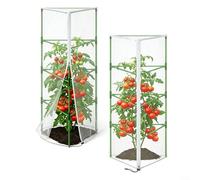 Puupaa Zippered Garden Net Cover for Triangle Plant Cage, Robust Nylon Mesh Bird Protection for Tomato Trellis, Adjustable Fit, Green(2pcs)