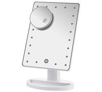 Nestling Makeup Mirror with Lights, 21 LED Lights Vanity Cosmetic Touch Screen, 10x Magnification Detail Mirror, 180° Free Rotation, Dual Power Supply Light