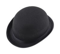 Puwaiio Adult Black Bowler Hat, Classic Derby Chaplin Hat, Unisex Black Bowler Hat, Fancy Dress Accessory, Cosplay Magician Costume