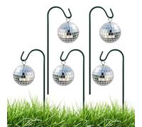 Puwaiio Disco Balls For Garden | 5Pcs Disco Ball Plant Stake | Mini Discos Balls | Tiny Hanging Reflective Garden Ornaments | Silver Glitter Mirror Ball For Flower Pots Patio Lawn Pathway