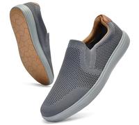 Puxowe Men's Slip On Loafer Mesh Breathable Trainers Comfy Casual Walking Shoes 6.5 UK Deep Gray
