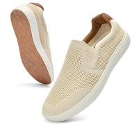 Puxowe Men's Slip On Loafer Mesh Breathable Trainers Comfy Casual Walking Shoes 7 UK Beige