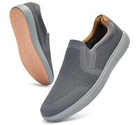 Puxowe Men's Slip On Loafer Mesh Breathable Trainers Comfy Casual Walking Shoes 9 UK Deep Gray