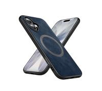 Puxssul for iPhone 17 Premium PU Leather Case Compatible with MagSafe, Soft TPU Shockproof Edges, Slim Luxury Durable Anti-Fingerprint Protective Cover Phone Case for iPhone 17 - Navy Blue