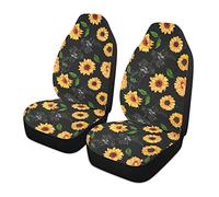 PUXUQU Floral Flower Sunflower Car Seat Covers Bucket Seat Covers Car Front Seat Covers Cushion Mat Protective Seats Cover for Universal Cars 2Pack