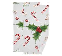 PUXUQU Hand Towel Pack of 2, Candy Cane Peppermint Candy Leaf Berry Face Towel for Bathroom Kitchen Hotel Beach Travel
