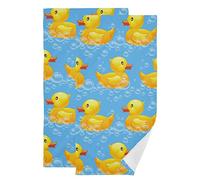 PUXUQU Hand Towel Pack of 2, Cute Rubber Duck Face Towel for Bathroom Kitchen Hotel Beach Travel
